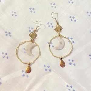 Boho Sun & Moon Dangle Earrings